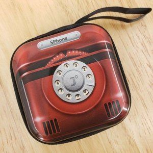 Retro Telephone Earbud Earphone Case Coin Purse NWT